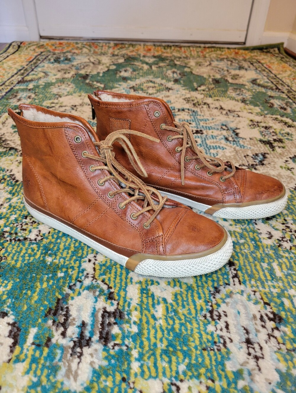 The Frye "Greene" Back Zip Shearling Lined Leather High Top Sneakers, Women‎ 10